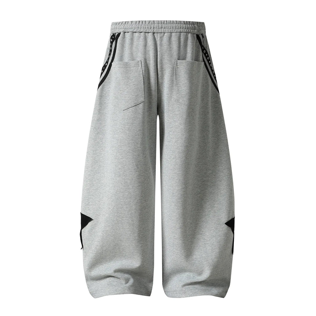 Retro Star Patch Drawstring Casual Sweatpants