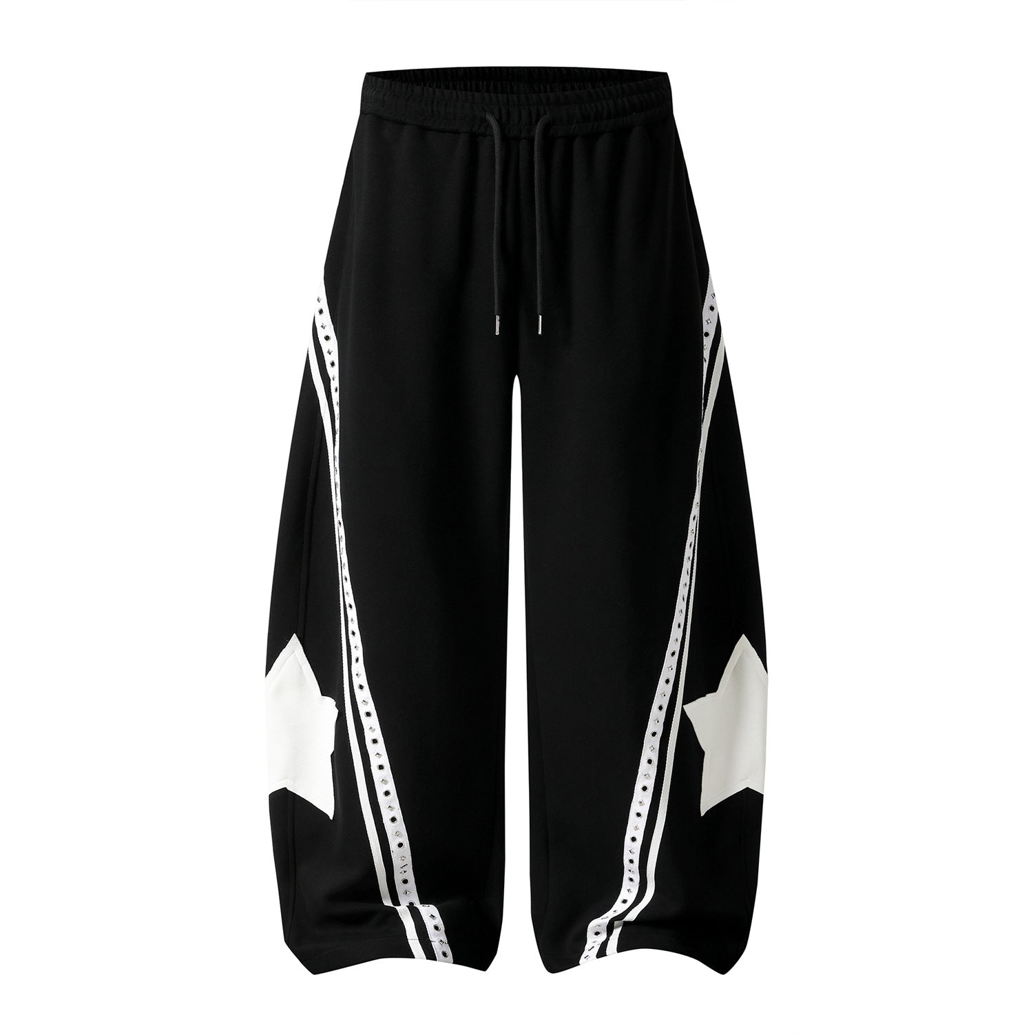 Retro Star Patch Drawstring Casual Sweatpants