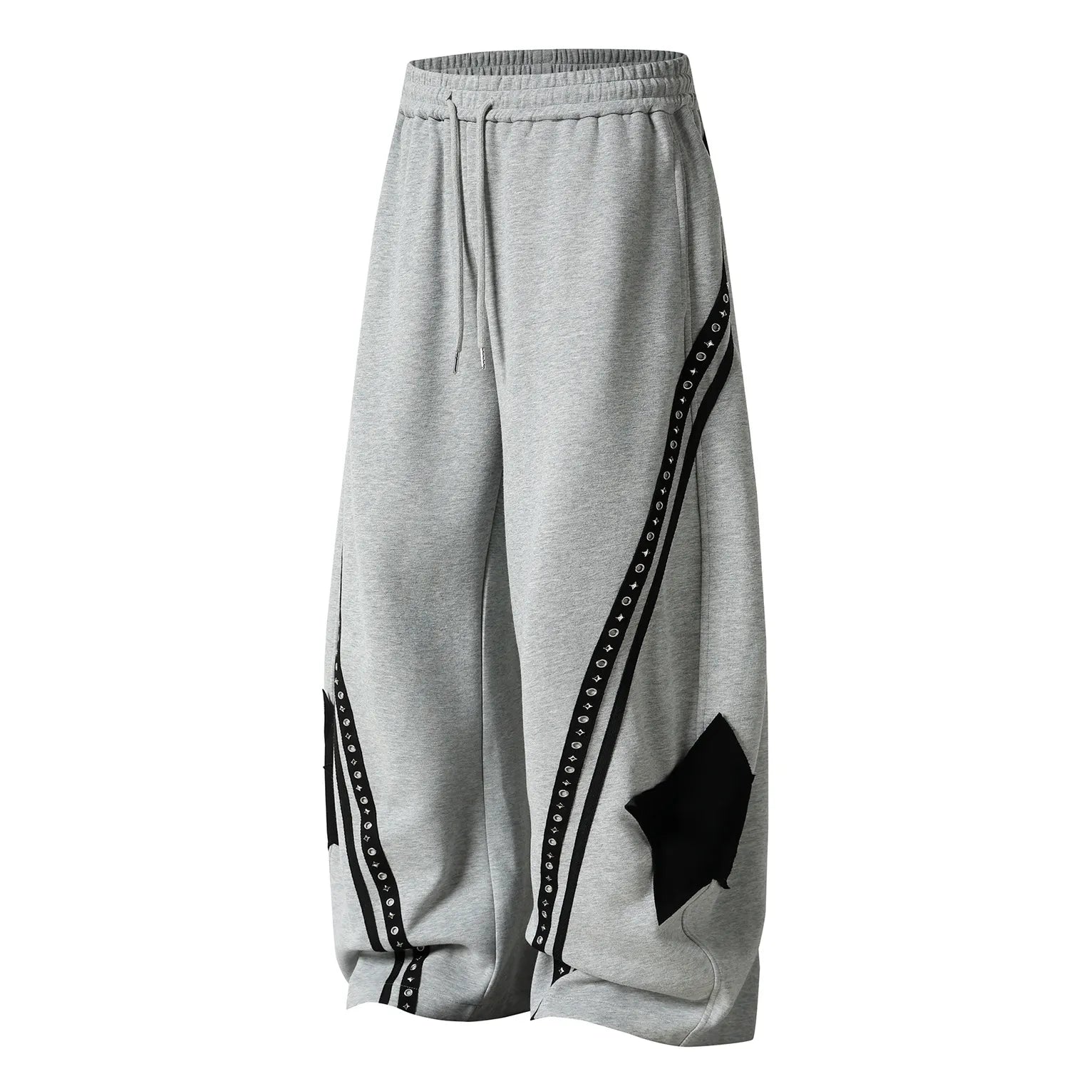 Retro Star Patch Drawstring Casual Sweatpants