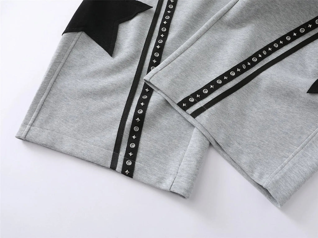 Retro Star Patch Drawstring Casual Sweatpants