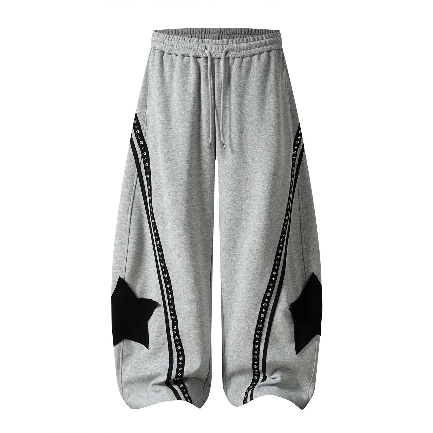 Retro Star Patch Drawstring Casual Sweatpants