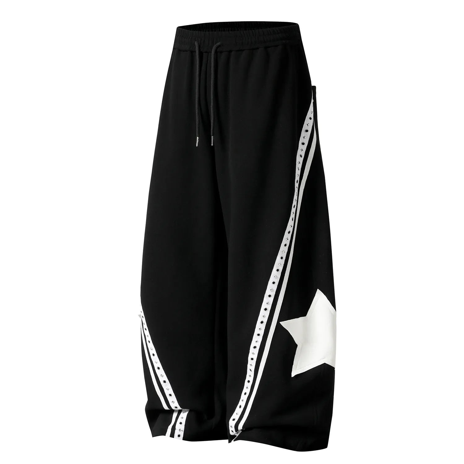 Retro Star Patch Drawstring Casual Sweatpants